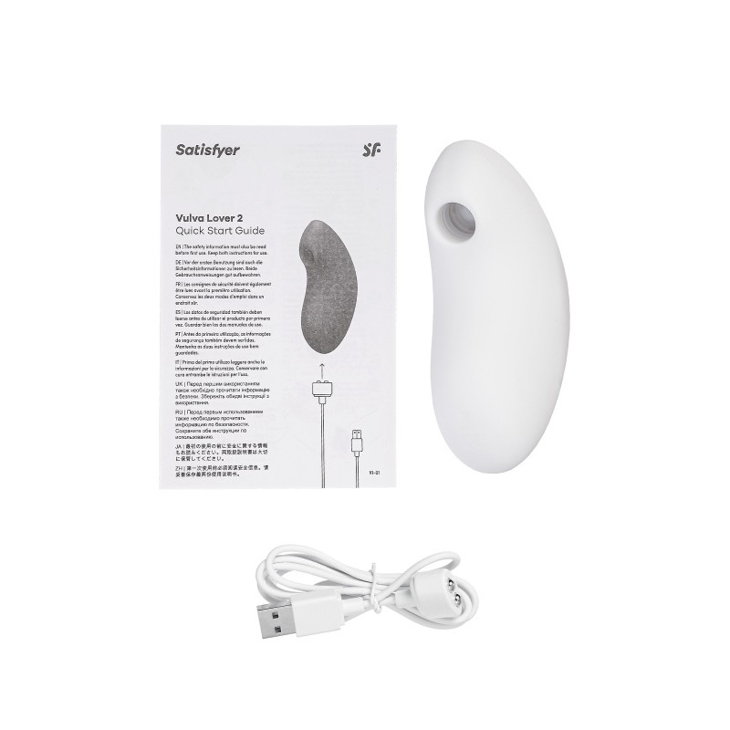 Вакуум-волновой стимулятор клитора с вибрацией Satisfyer Vulva Lover 2, силикон, белый, 11,9 см