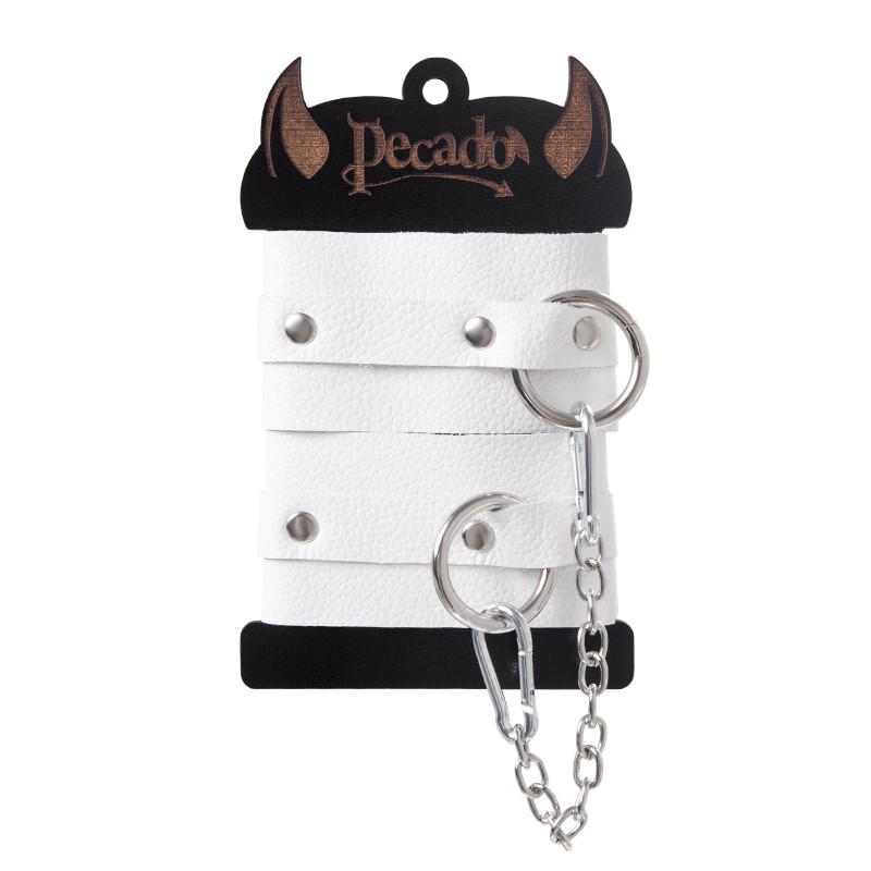 Оковы Pecado BDSM, мягкие с люверсами, натуральная кожа, белые
