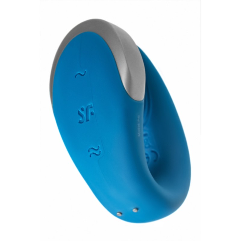 Стимулятор для пар Satisfyer Double Love Connect App с пультом ДУ, силикон, синий, 9 см
