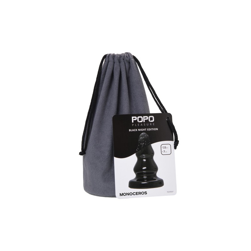 Анальная втулка TOYFA POPO Pleasure Monoceros, PVC, черная, 15 см, Ø 7 см