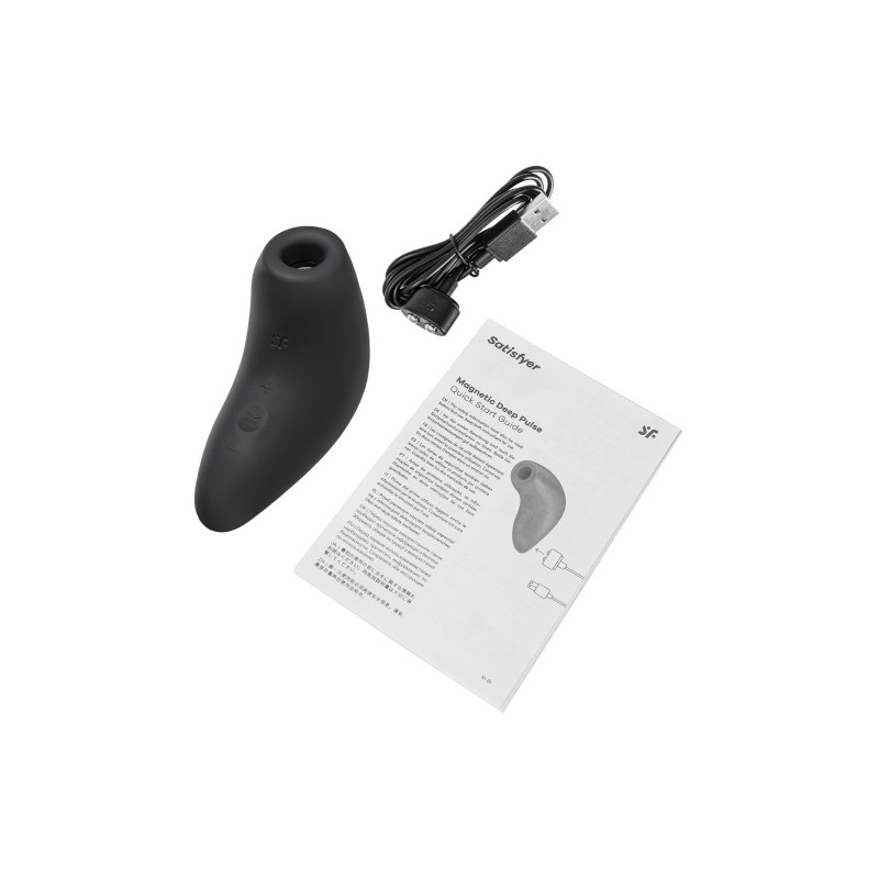 Вакуум-волновой стимулятор клитора Satisfyer Magnetic Deep Pulse, силикон, черный, 11,6 см