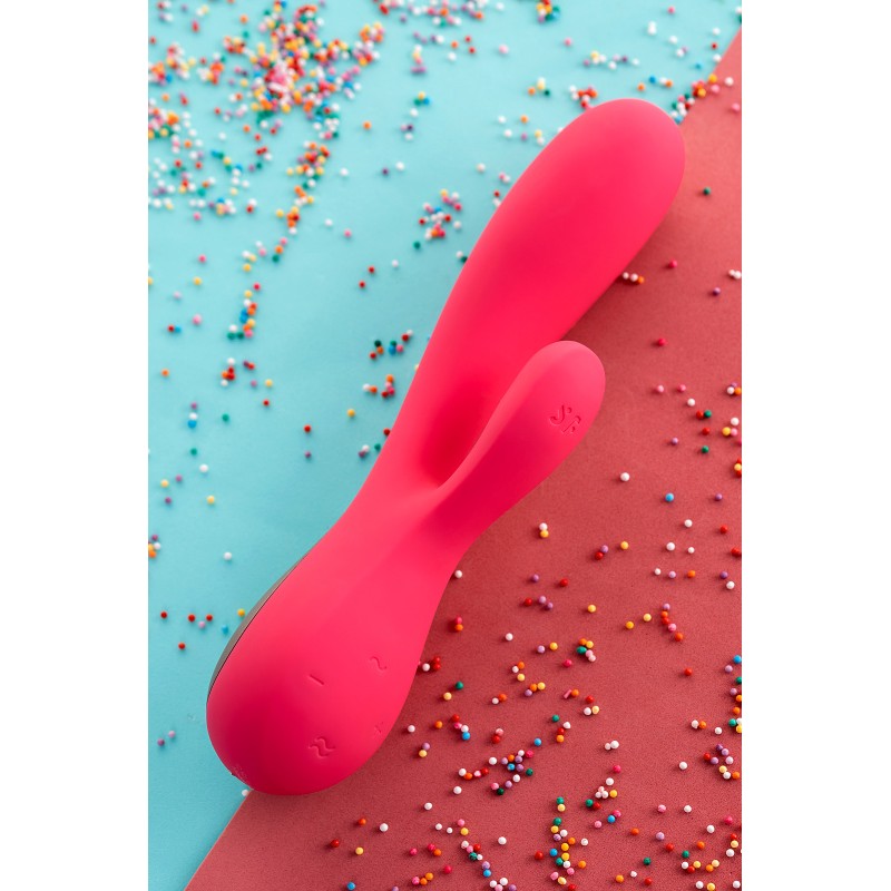 Нереалистичный вибратор Satisfyer Mono Flex Connect App, силикон, красный, 20,4 см.