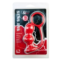 Анальная втулка Black & Red by TOYFA с эрекционным кольцом, силикон, красная, 10 см