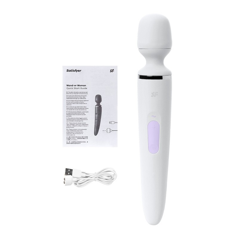 Нереалистичный вибратор Satisfyer Wand-er Woman, ABS пластик, белый, 34 см