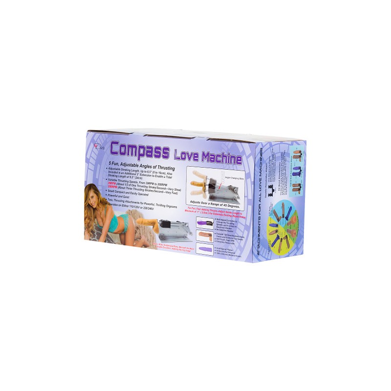 Секс-машина Diva Compass, с двумя насадками, металл, серебряная, 51 см