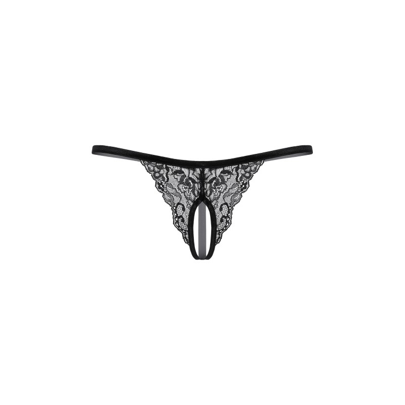 Стринги кружевные открытые SoftLine Collection, черный, S/L