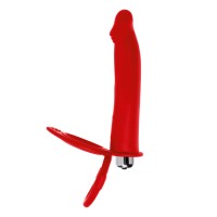 Насадка на пенис для двойного проникновения Black&Red by TOYFA, силикон, красная, 19 см