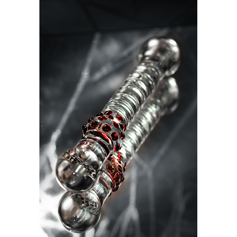 Двусторонний фаллоимитатор Sexus Glass, стекло, прозрачный, 22 см
