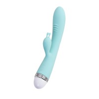 Вибратор с клиторальным стимулятором Flovetta Iris, силикон, голубой, 22 см