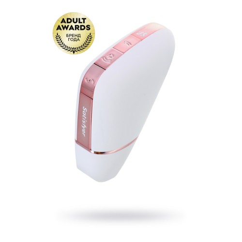 Вакуум-волновой стимулятор с вибрацией Satisfyer Love Triangle Connect App, силикон, белый, 8,8 см