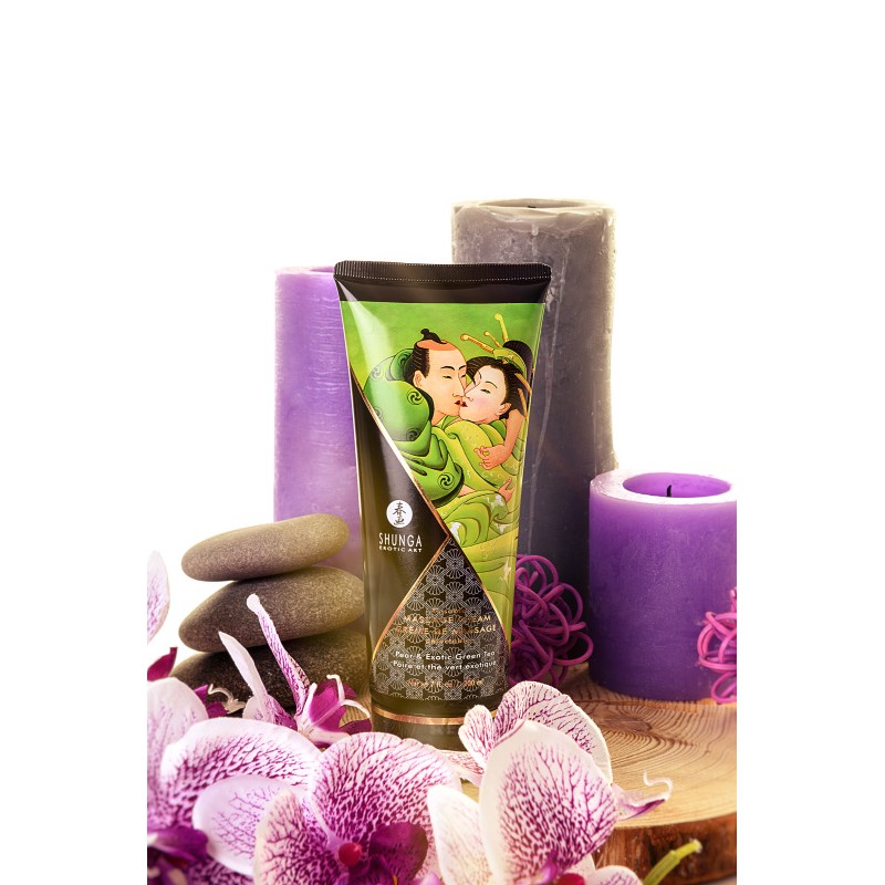 Массажный крем для тела Shunga «Груша и зеленый чай» (Pear&Exotic Green Tea), съедобный, 200мл