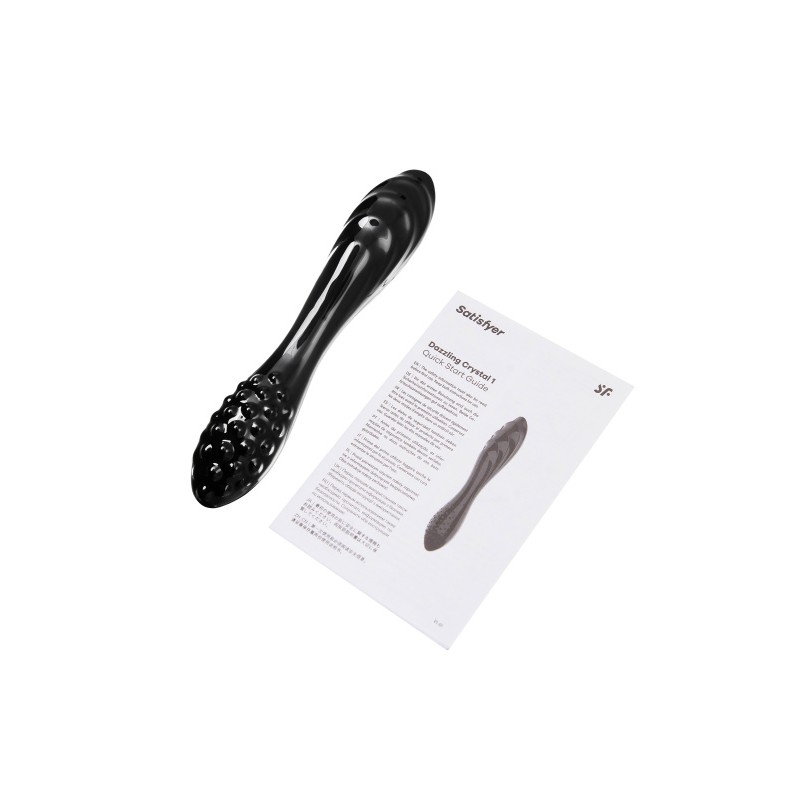 Двусторонний фаллоимитатор Satisfyer Dazzling Crystal 1, стекло, черный, 18,5 см
