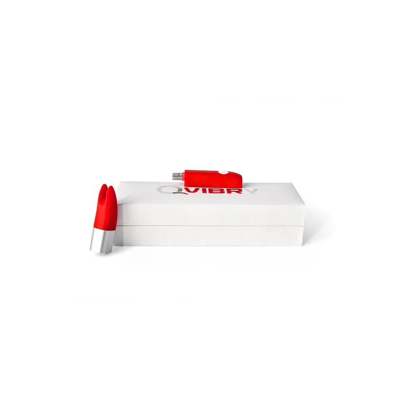Вибратор клиторальный Qvibry 4Gb USB памяти, силикон, красный, 12 см