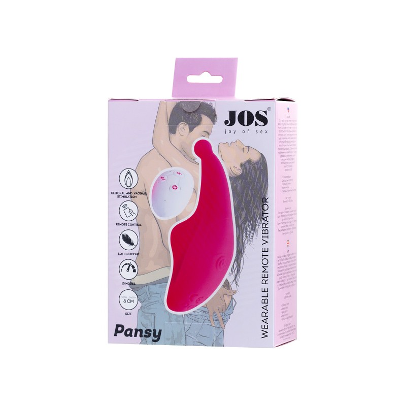 Клиторальный вибратор в трусики JOS Pansy, силикон, розовый, 8 см