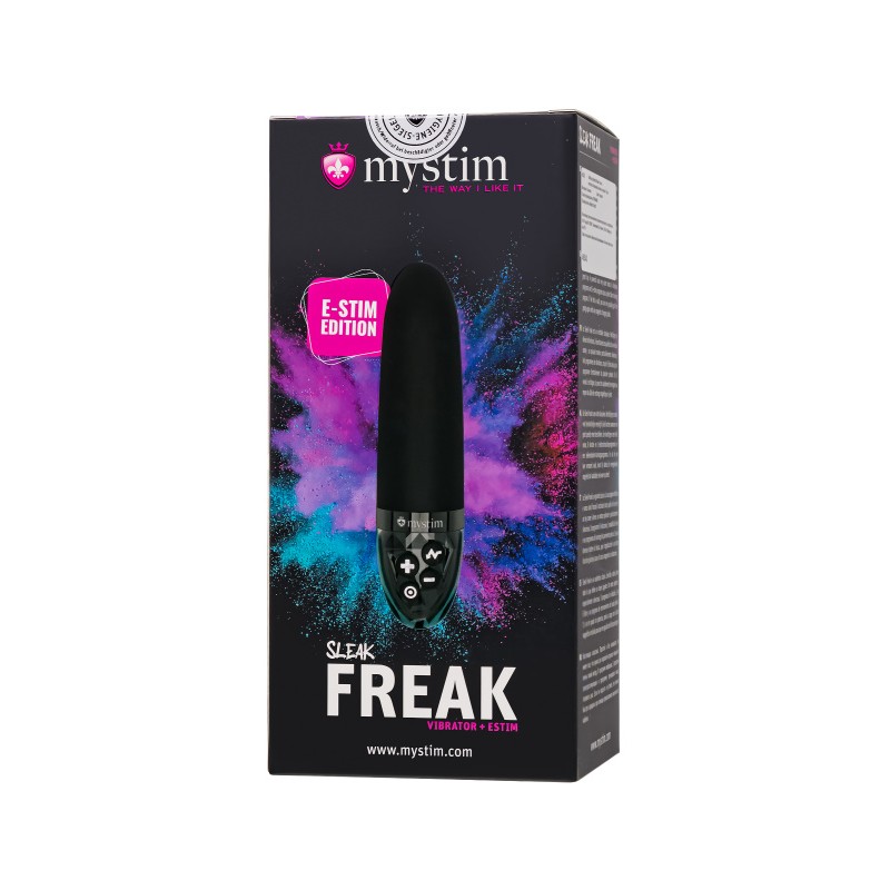 Вибратор Mystim Sleak Freak с электростимуляцией, силикон, черный, 14,5 см