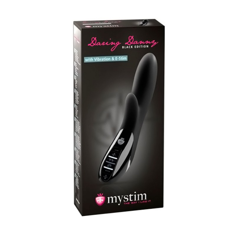 Вибратор Mystim Daring Danny силиконовый с электростимуляцией, черный, 27 см