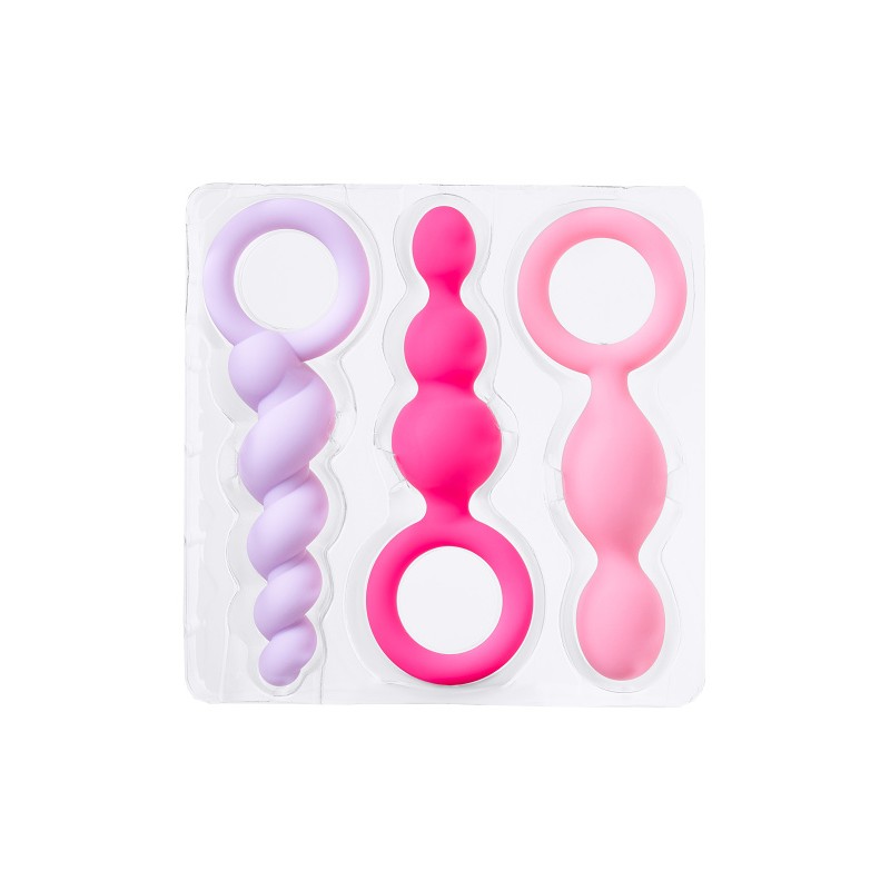Набор анальных плагов Satisfyer Booty Call colored 3 шт, силикон, ассорти, 13,5 см
