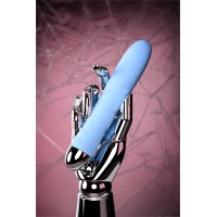 Вибратор с функцией нагрева и пульсирующими шариками PHYSICS FAHRENHEIT, силикон, голубой, 19 см