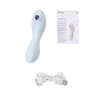 Вакуумный стимулятор клитора с вибрацией Satisfyer Curvy Trinity 5+ Connect App, голубой, 16,5 см