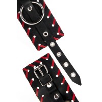 Оковы Pecado BDSM, с красной окантовкой, натуральная кожа, черные