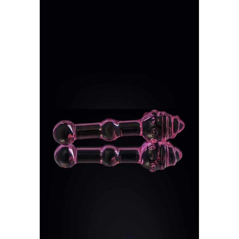 Двусторонний фаллоимитатор Sexus Glass, стекло, розовый, 17 см