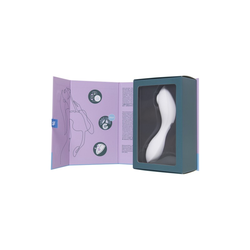 Вакуумный стимулятор клитора с вибрацией Satisfyer Curvy Trinity 5 Connect App, белый, 16,5 см