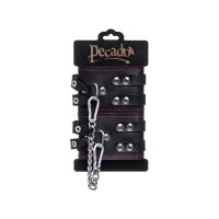 Оковы Pecado BDSM, с двумя ремнями и черной подкладкои, натуральная кожа, черные