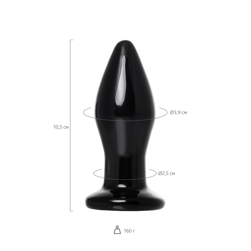 Стеклянная вибровтулка Sexus Glass, стекло, черная, 10,5 см