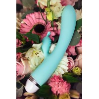 Вибратор с клиторальным стимулятором Flovetta Iris, силикон, голубой, 22 см
