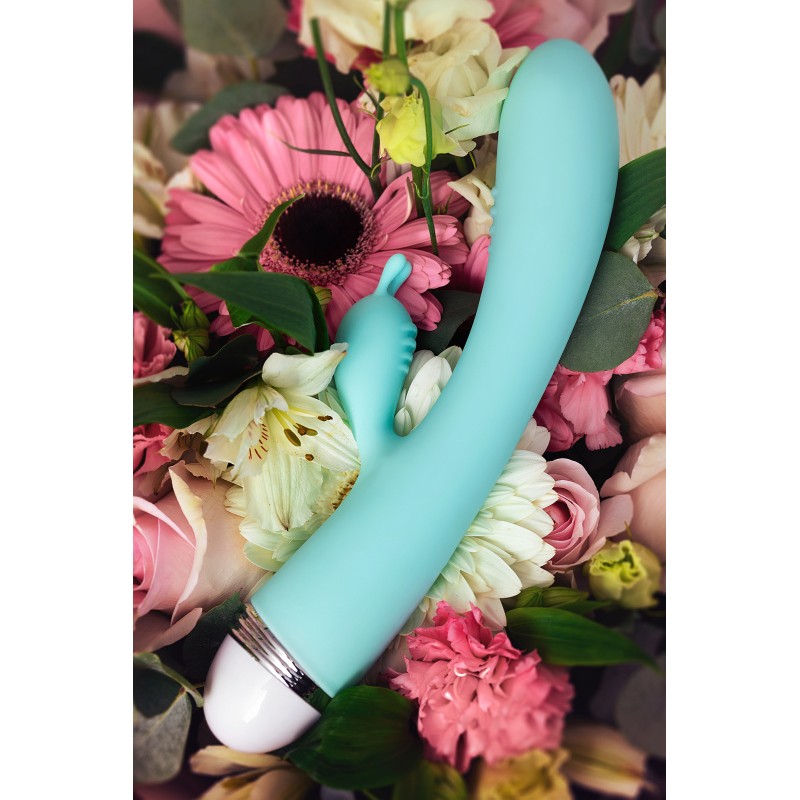 Вибратор с клиторальным стимулятором Flovetta Iris, силикон, голубой, 22 см