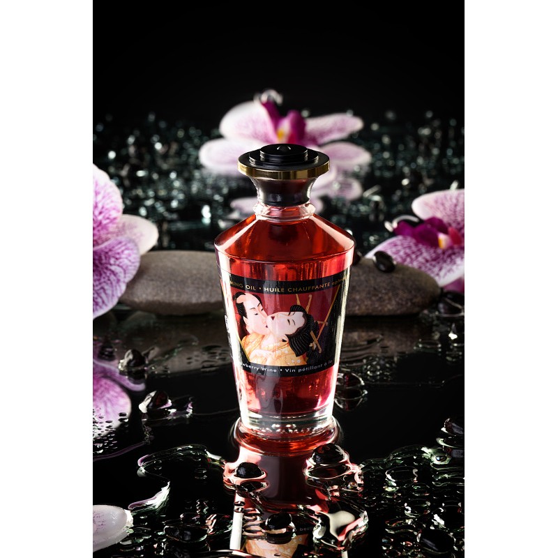 Масло массажное для тела Shunga «Клубника и шампанское»Sparkling Strawberry Wine,разогревающее,100мл