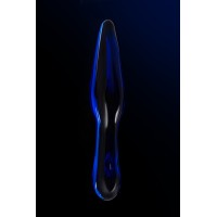 Двусторонний фаллоимитатор Sexus Glass, стекло, синий, 17,5 см