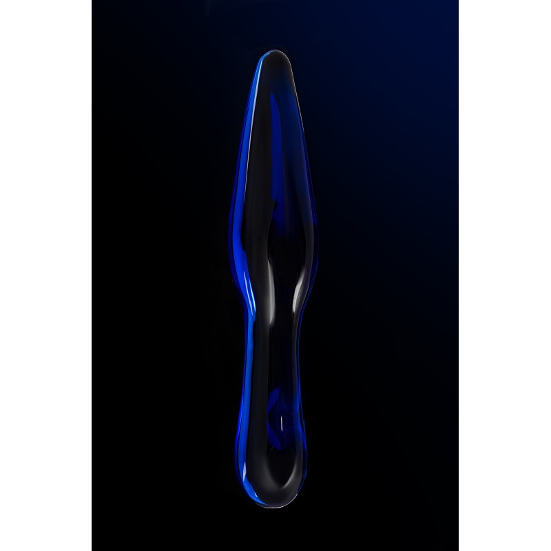 Двусторонний фаллоимитатор Sexus Glass, стекло, синий, 17,5 см