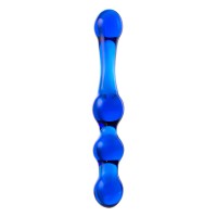 Двусторонний фаллоимитатор Sexus Glass, стекло, синий, 20,5 см