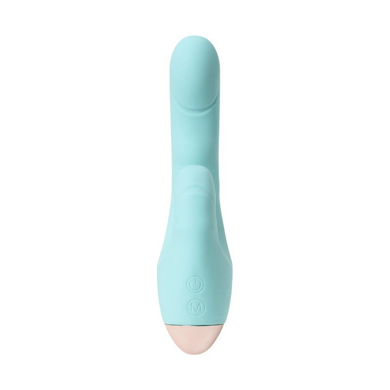 Вибратор с клиторальным стимулятором L'EROINA by TOYFA Crystal, силикон, голубой, 18,3 см