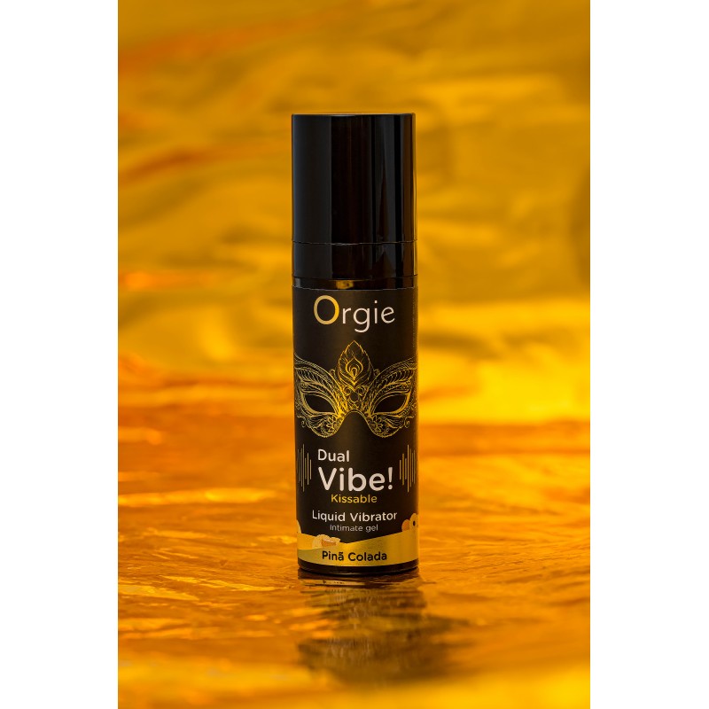 Съедобный гель с эффектом вибрации Orgie DUAL VIBE! - KISSABLE, со вкусом пина колада, 15 мл