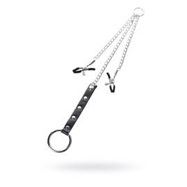 Зажимы для сосков TOYFA Metal с кольцом для пениса, серебряные, 60 см