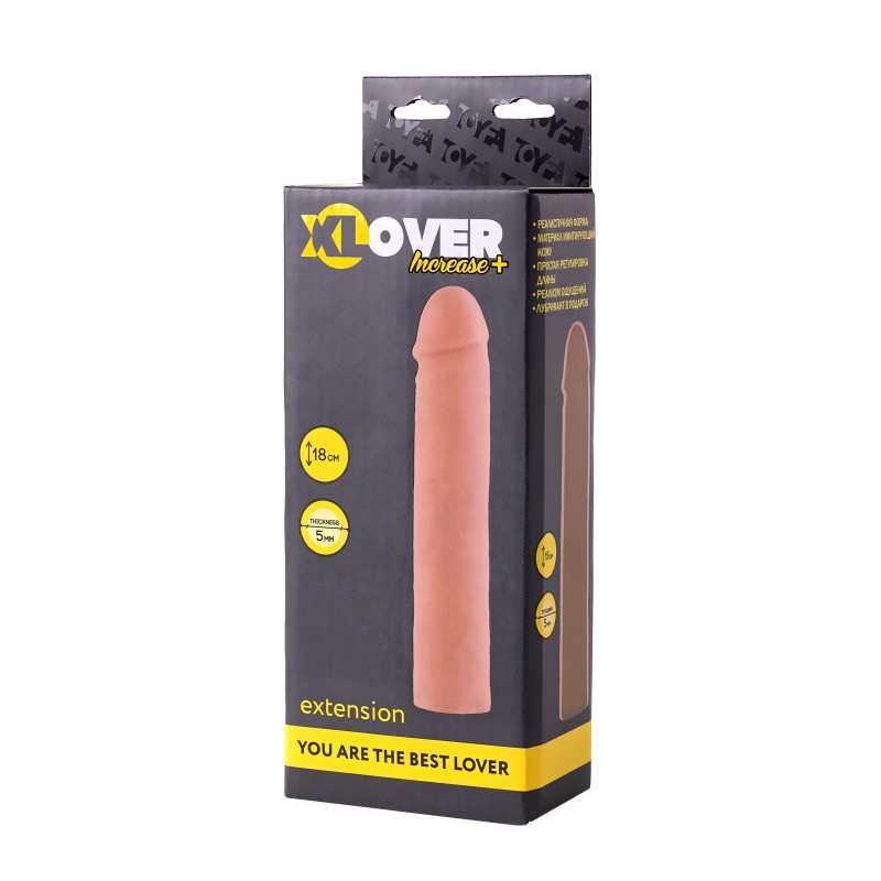 Насадка ToyFa XLover Increase+ для увеличения размера, реалистичная , TPR, телесный, 18 см