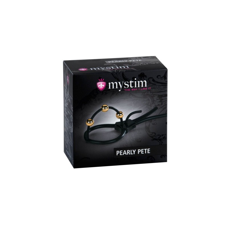 Электросбруя Mystim Pearly Pete, силикон, черный, 14 см