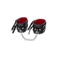 Оковы Pecado BDSM, с двумя ремнями и красной подкладкой, натуральная кожа, черные