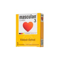 Презервативы Masculan, сlassic 3, doty, латекс, кольца, точечные, розовые, 19 см, 5,3 см, 3 шт.