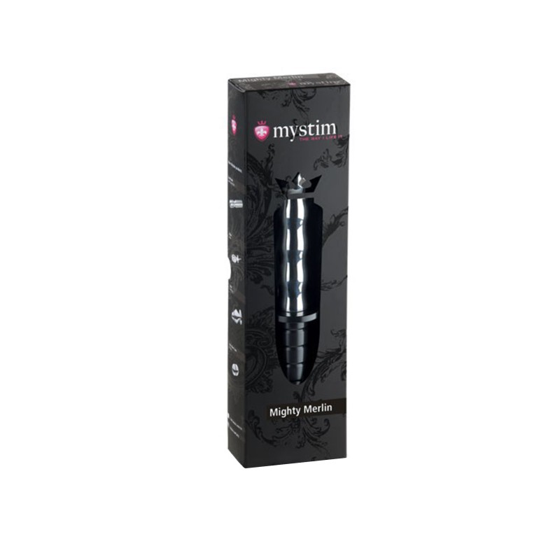 Электростимулятор фаллоимитатор Mystim Mighty Merlin, хирургическая сталь, серебряный, 28 см