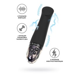 Вибратор Mystim Right on Ron с электростимуляцией, силикон, черный, 16,5 см