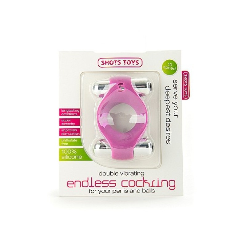 Эрекционное виброкольцо Double Vibrating Endless Cockring розовое