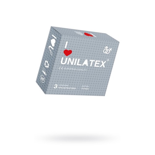 Презервативы Unilatex, dotted, латекс, точечные, 19 см, 5,4 см, 3 шт.