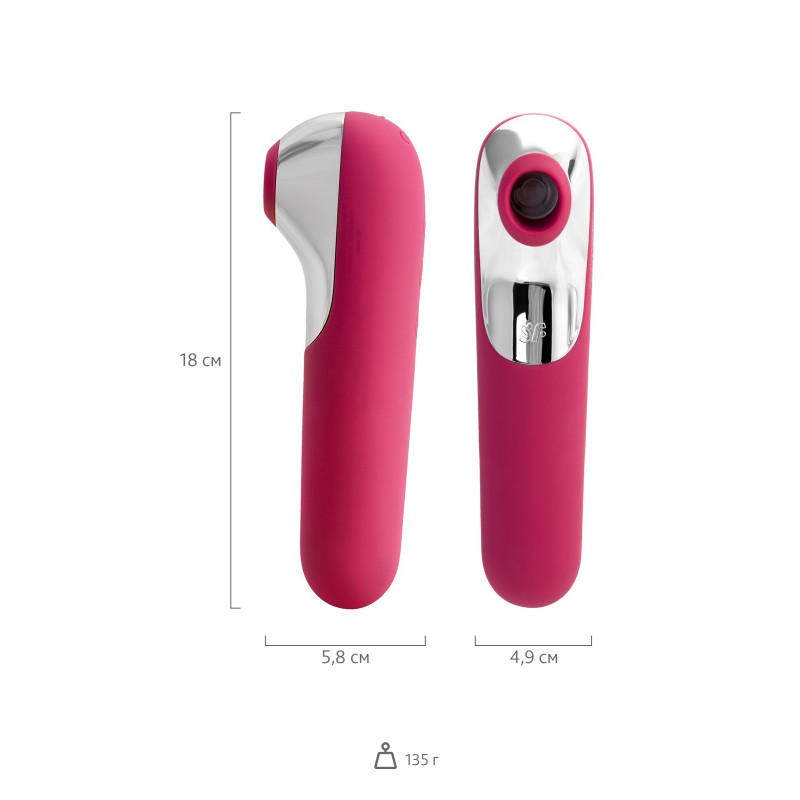 Вакуум-волновой стимулятор клитора Satisfyer Dual Love Connect App, силикон, красный, 16 см.