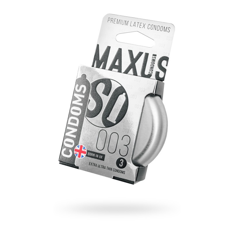 Изображение Maxus Презервативы Maxus, тонкие, латекс, железный кейс, 18 см, 5,3 см, 3 шт.