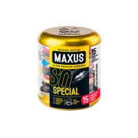 Презервативы Maxus, латекс, точечные, ребристые, железный кейс,15 шт.