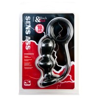Анальная втулка Black & Red by TOYFA с эрекционным кольцом, силикон, черная, 10 см