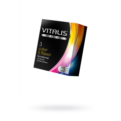 Презервативы Vitalis, premium, цветные, аромат, 18 см, 5,3 см, 3 шт.
